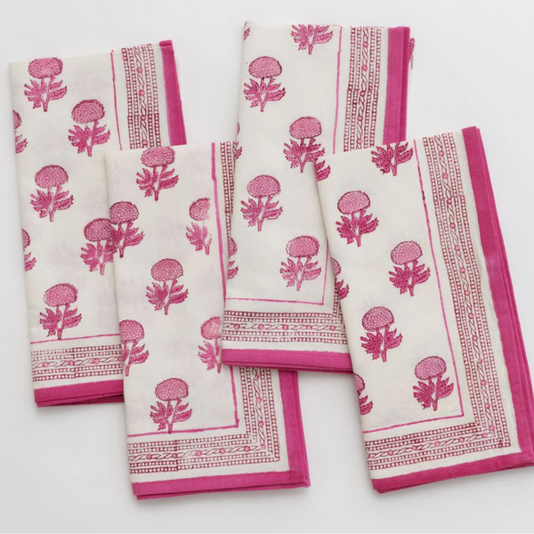 S/4 Rose Wine Napkins