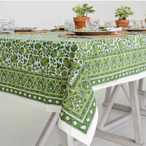 Jade Blossom Green Tablecloth