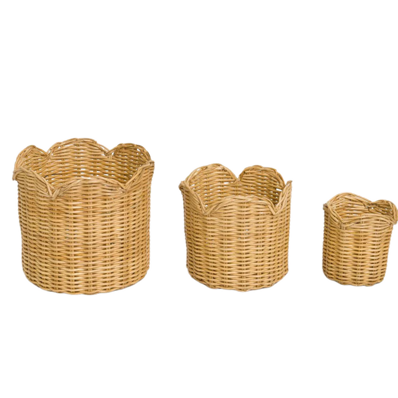 Natural Wicker Scalloped Containers