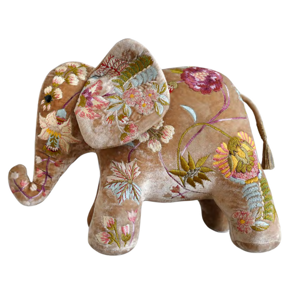 Madame Bovary Embroidered Elephant in Taupe