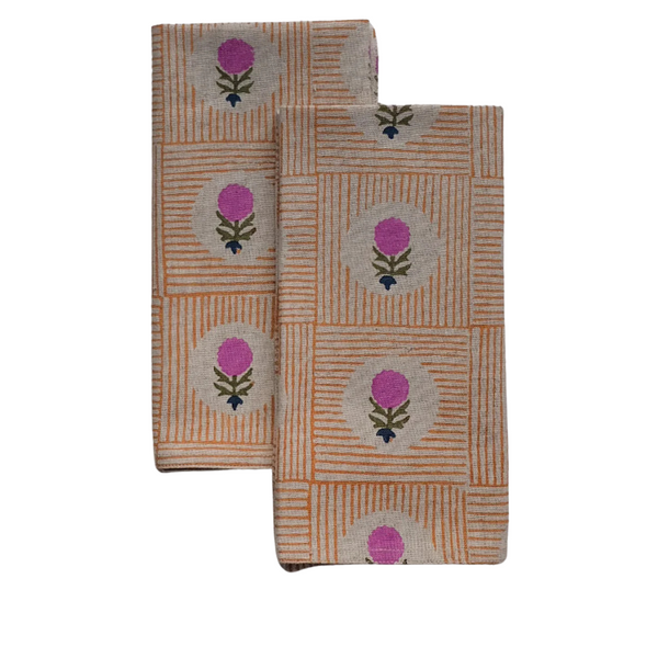 S/4 Namita Fucshia Block-printed Napkins