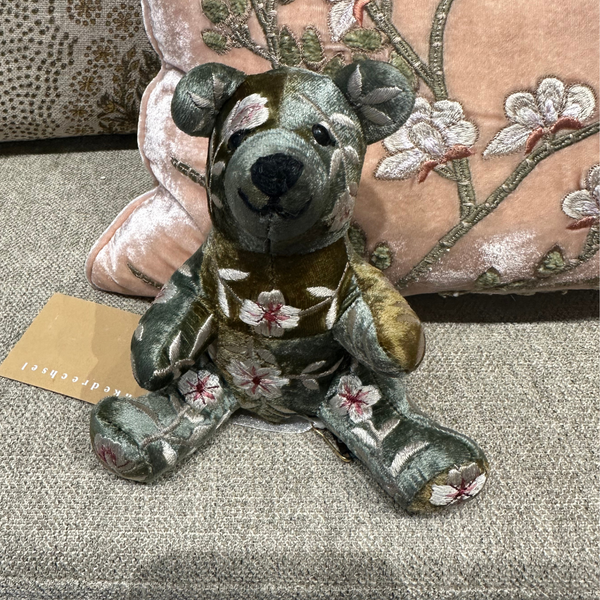 Kensington Silk Velvet Embroidered Small Bear in Shaded Lake