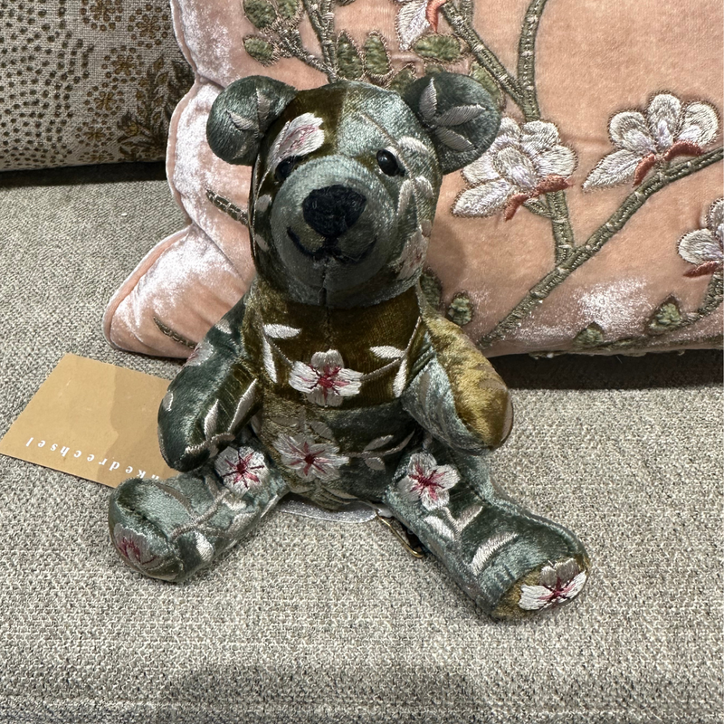 Kensington Silk Velvet Embroidered Small Bear in Shaded Lake