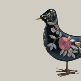 Liza Silk Velvet Embroidered Dove in Opera