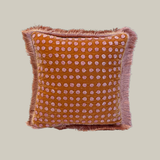 Dotty Tangerine Fringe Pillow, 10.5"x10.5"
