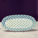 White/Teal Oval Platter