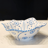 White/Blue Large Tulip Salad Bowl