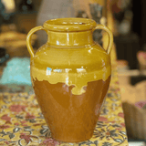 Mustard Drip Double Handed Vase