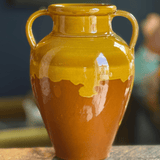 Mustard Drip Double Handed Vase