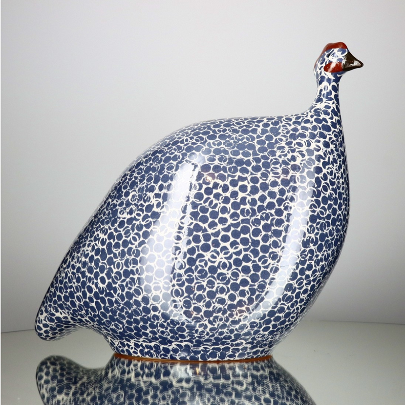 Guinea Fowl Electric Blue Spotted White - Large
