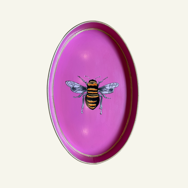 Les Ottomans Iron Tray, Pink Bumblebee