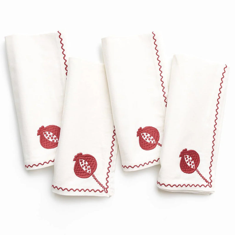 S/4 Burgundy Pomegranate Napkins