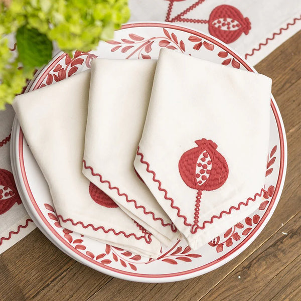 S/4 Burgundy Pomegranate Napkins