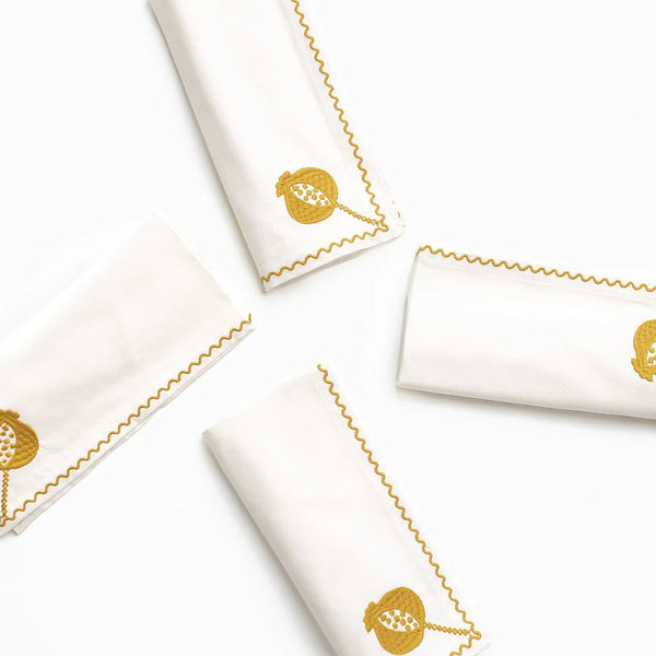 S/4 Ochre Pomegranate Napkins