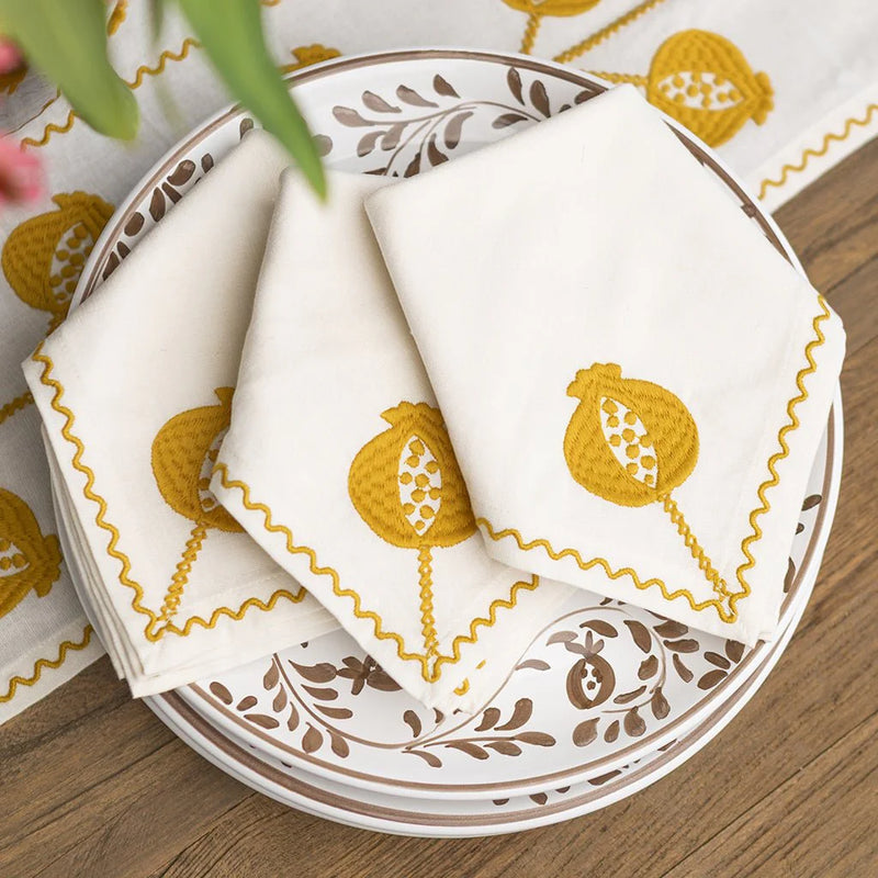 S/4 Ochre Pomegranate Napkins