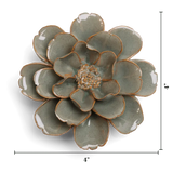 Moss Grey Oxeye Daisy Ceramic Flowers - Boho Wall Art