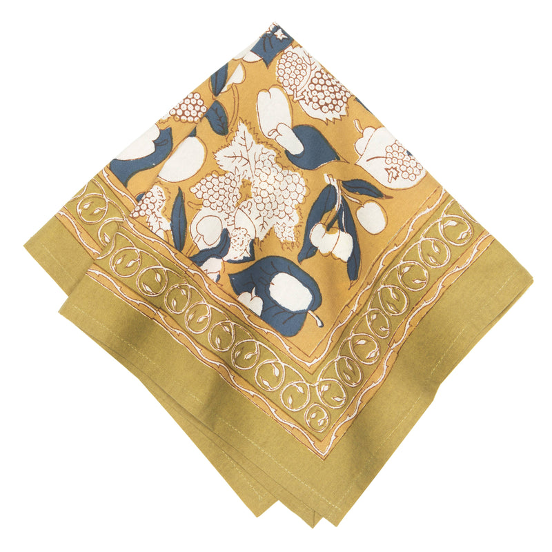S/4 Forest Harvest Mustard & Blue Napkins