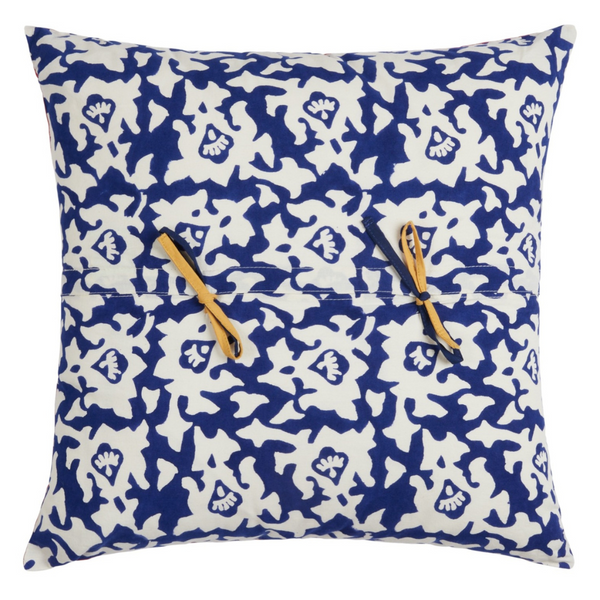 Lisa Corti Square Arabesque Corolla Blue & Natural Pillow