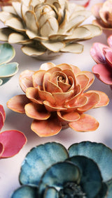 Ceramic Botanical Decor Flower Shop Gift Peach Pink Begonia