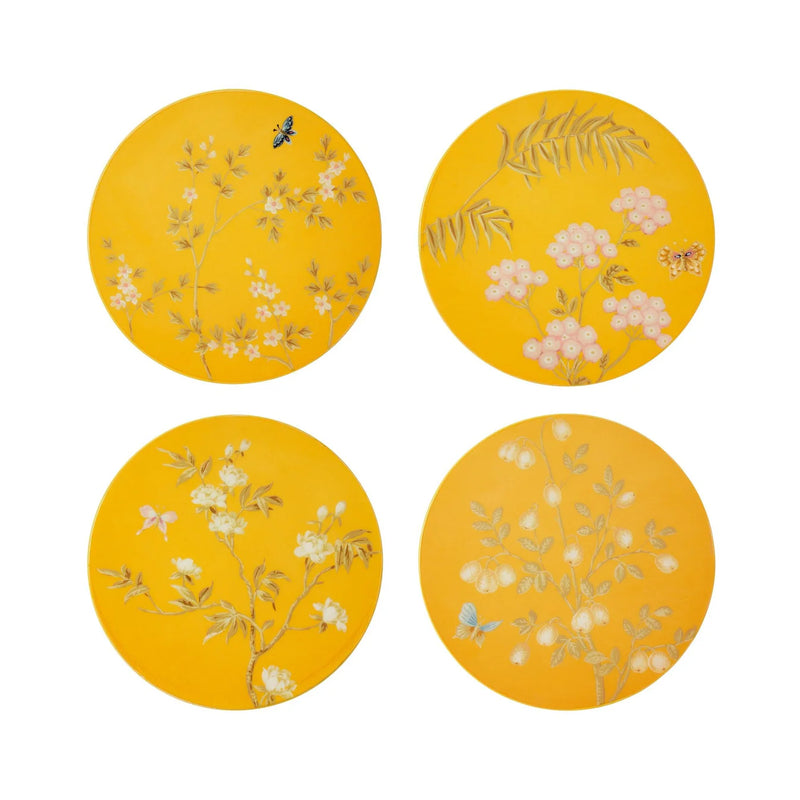 Yellow Chinoiserie Coasters, set/4