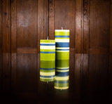 Tall Olive, Indigo and Jasmine Eco Pillar Candle, 6''