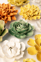 Jade Green English Rose Ceramic Flowers - Nature Decor