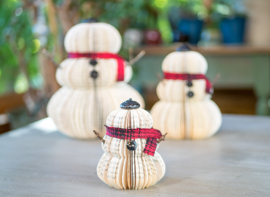 Snowman Christmas Decor- Handmade Holiday Literary Decor