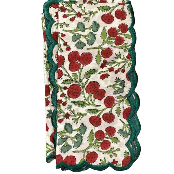S/4 Cherry Trim Napkins