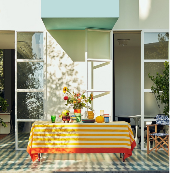 Nizam Stripes Sun Yellow Tablecloth