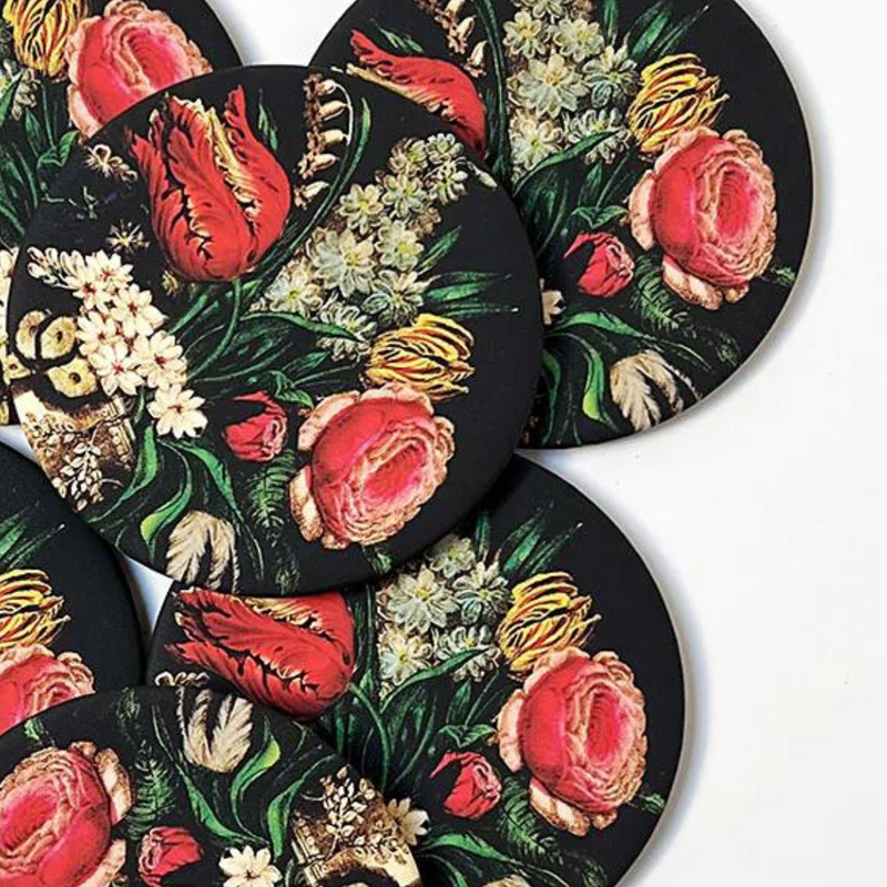 S/4 Victorian Flower Coasters