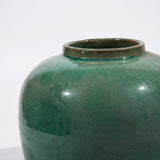 Vintage Green Jar Flat Bottom
