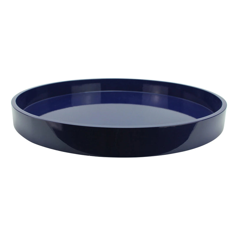 Navy Round Large Lacquered Tray