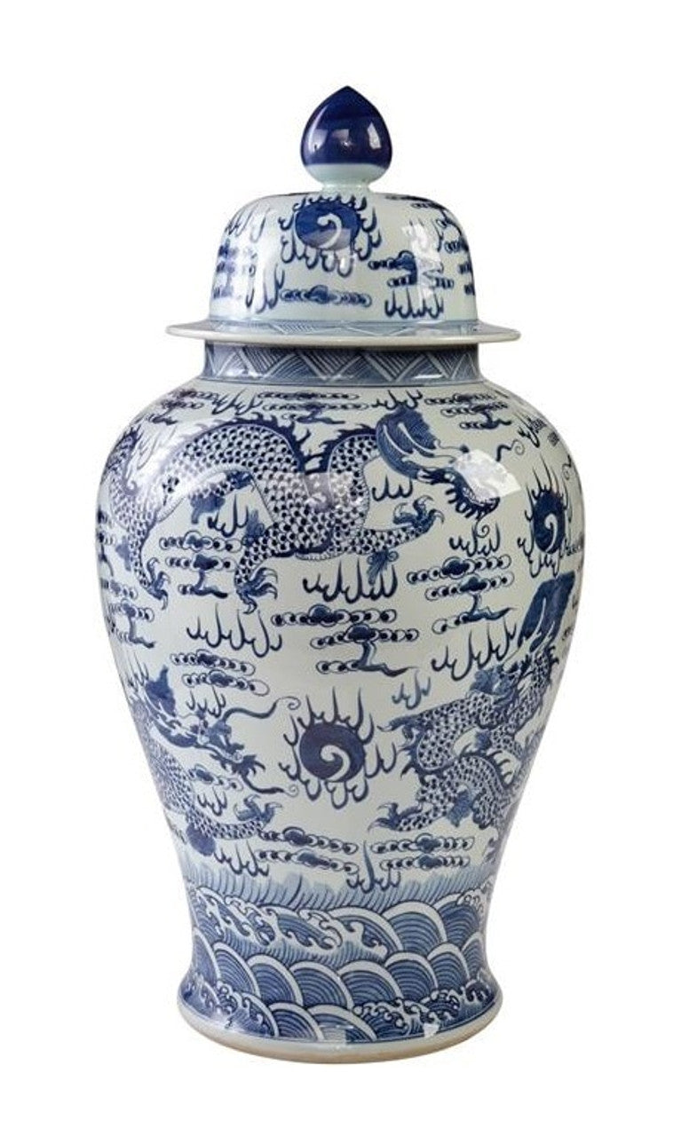 Large Temple Jar - Sea Dragon Motif