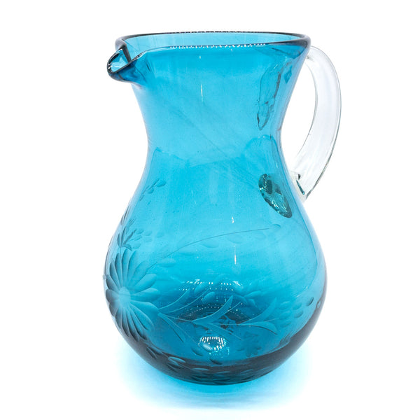 Engraved Pitcher - Aqua