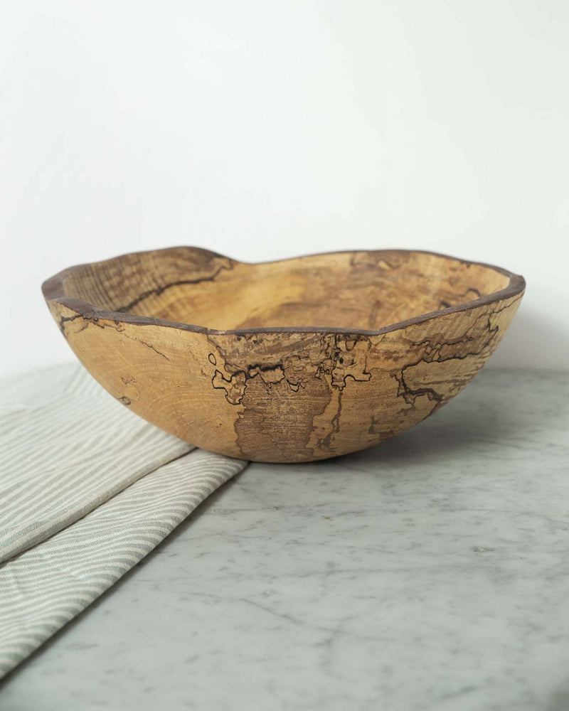 18" Live Edge Spalted Maple Oval Bowl
