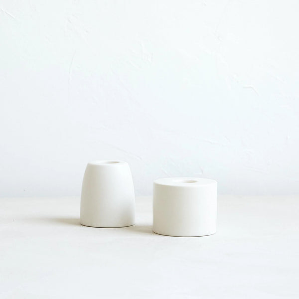 Petit Ceramic Taper Holder, Matte White